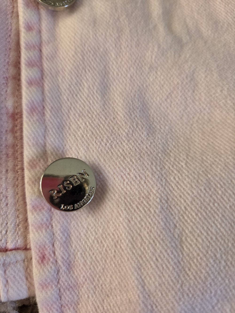 Women's Light Pink Denim Vest by Risen - Sleeveless Button Front - Picture 3 of 7